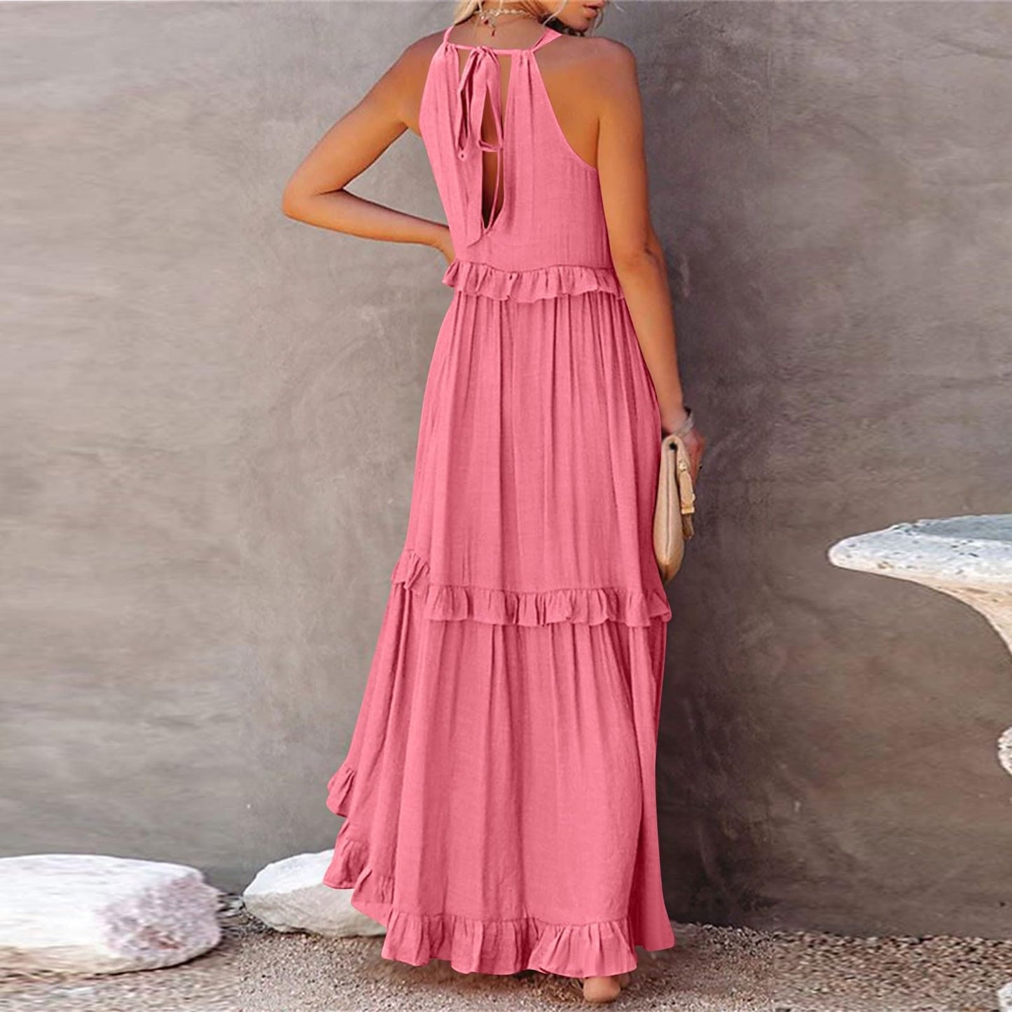 Long Summer Dresses for Women 2024 Summer Dresses for Women 2024 Summer Maxi Dress for Women Long Summer Dresses Long Flowy Dresses for Women Boho Maxi Summer Long Dresses Pink XL