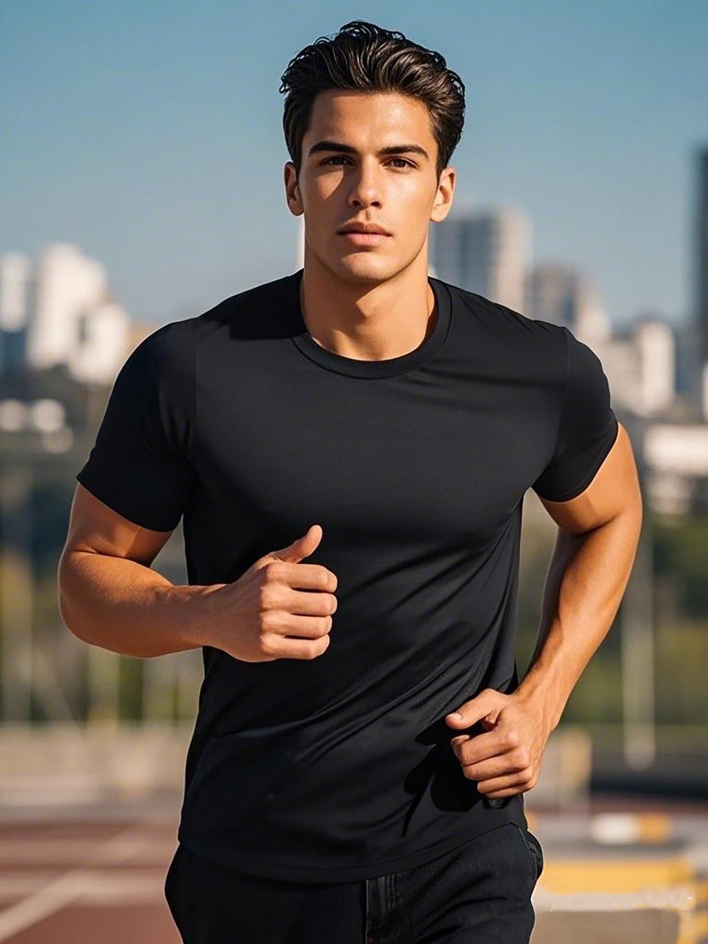 5 Pack Men’s Athletic Active Quick Dry Crew Neck T Shirts Running Gym Workout Short Sleeve Tee Tops