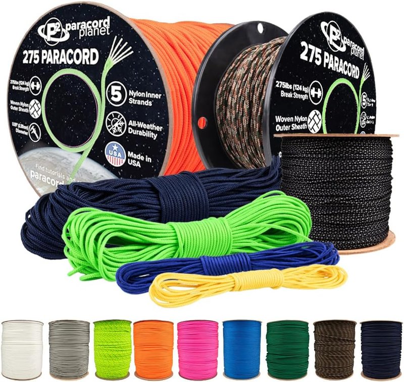 275lb Paracord - 3/32 Inch Nylon Crafting Cord with 5 Strand Inner Core | Turquoise (250 ft)