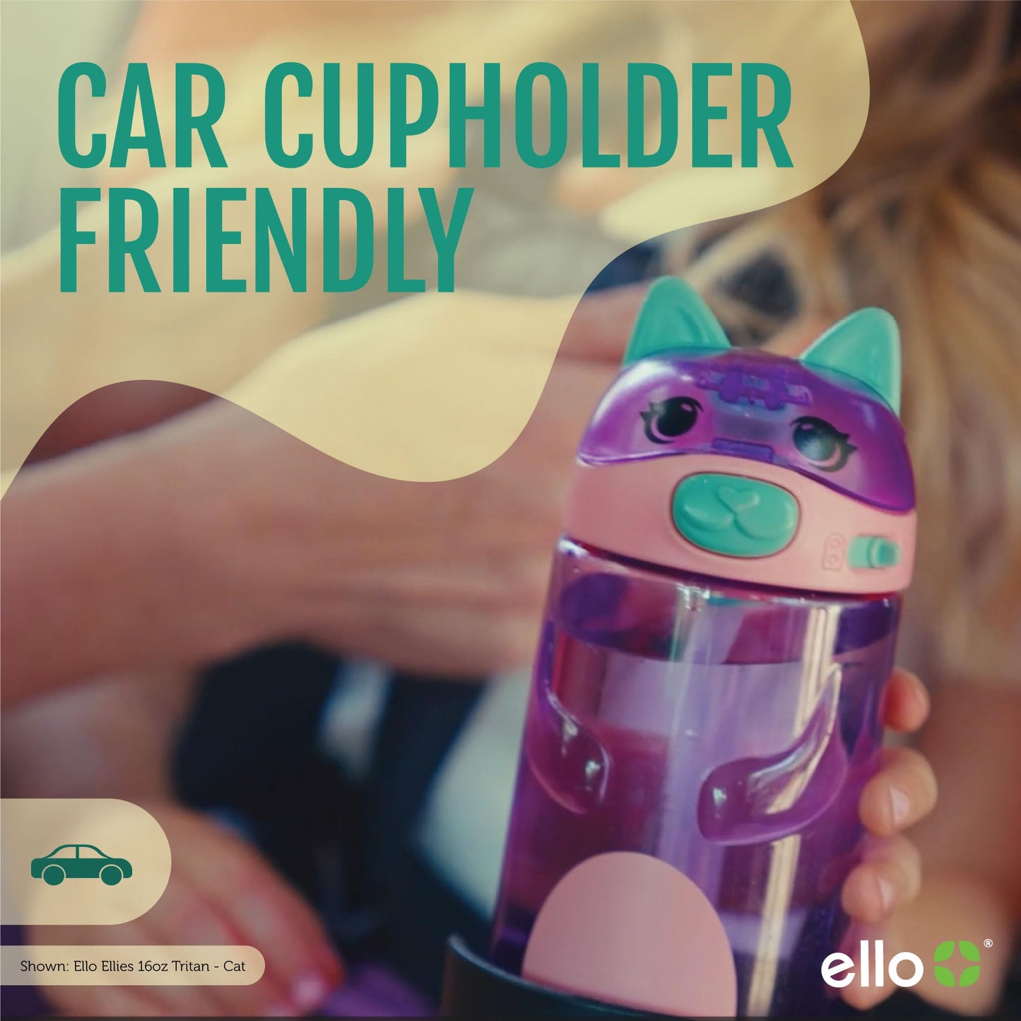 Ello Ellies 16oz Plastic Kids Water Bottle with Straw and Built-in Carrying Handle and Leak-Proof Locking Lid for School backpack, Lunchbox and Outdoor Sports, Dog