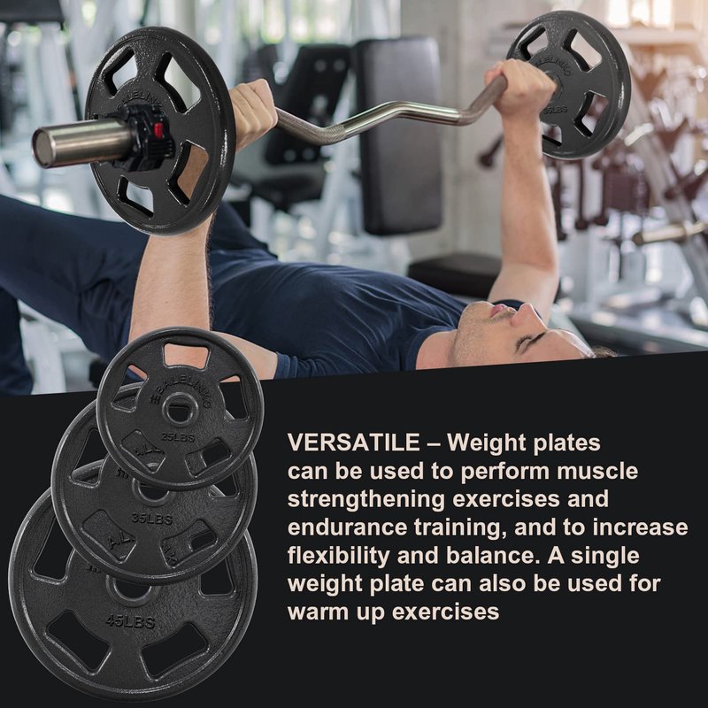 Balelinko Cast Iron 2-Inch Olympic Grip Plate Weight Plate for Strength Training, Weightlifting and Crossfit in Single, 35LB, Black