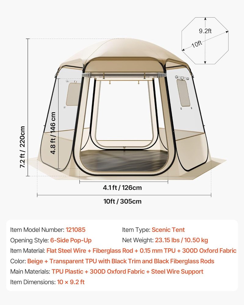 Pop Up Sports Tent - Clear Bubble Tent for 1-6 People | Waterproof Outdoor Igloo Dome with Floor Mat