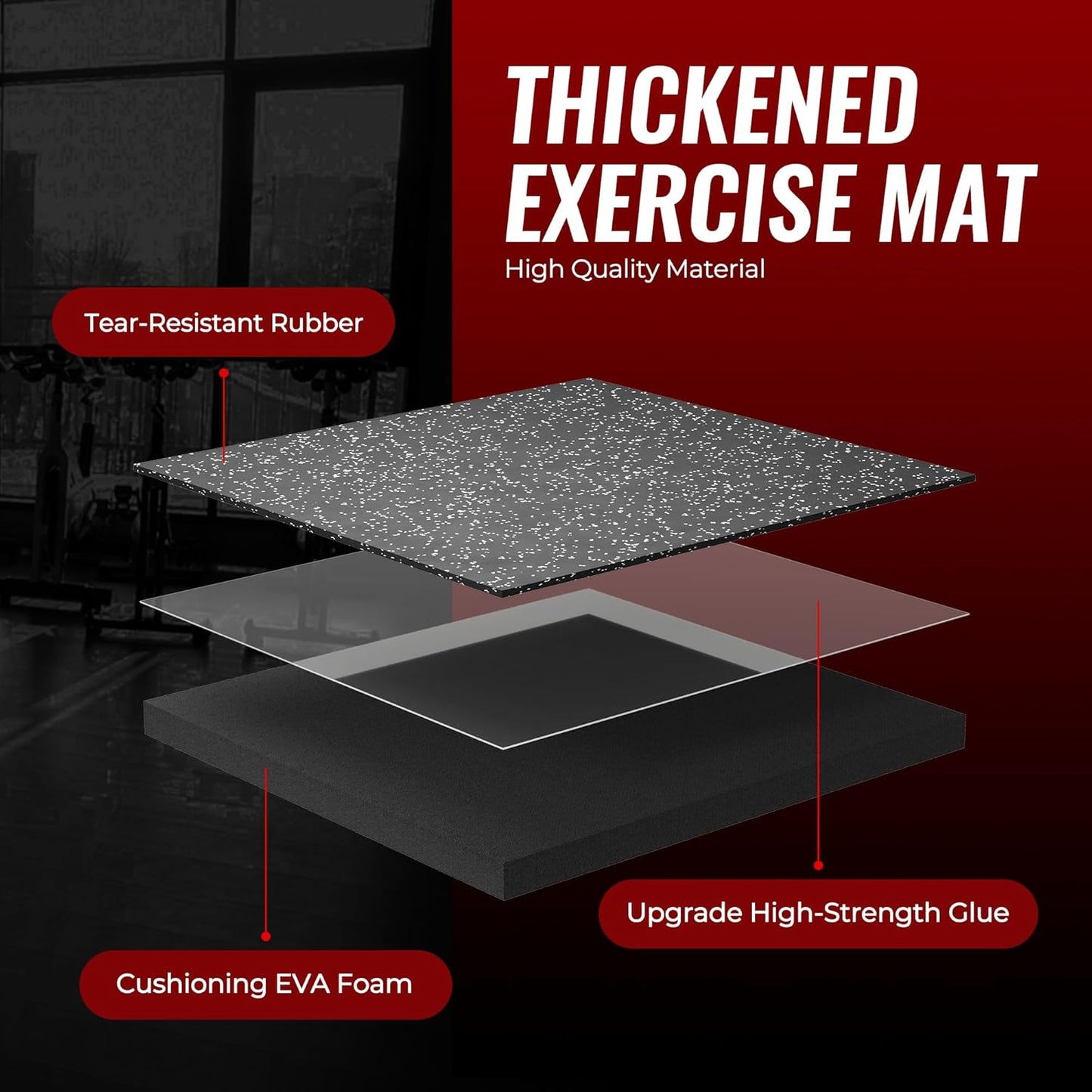 Extra-Thick Exercise Equipment Mats - 6 Pcs Interlocking Gym Flooring | High Density EVA Foam, 24 Sq Ft, Black/Grey