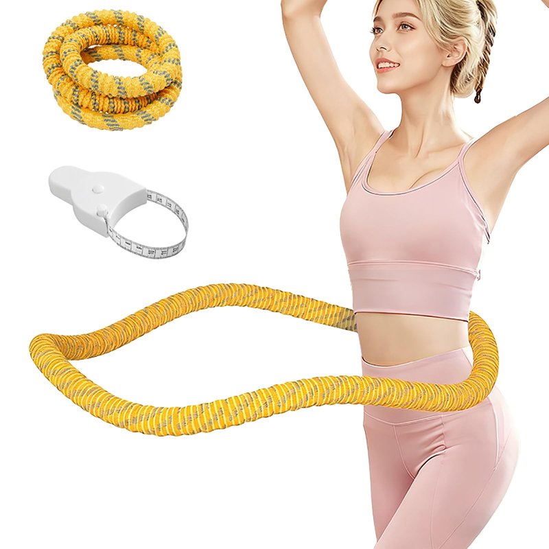 Lerpio 3.4/4.1/5 LBS Soft Spring Weighted Hoop for Adults, Quiet & Pinch-Proof Design, Portable Fitness Infinity Hoop with Body Tape Measure, Exercise Hoop for Core Workout (Purple, 3.4LBS)