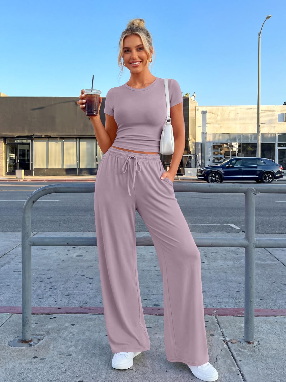 Trendy Queen Womens 2 Two Piece Set 2026 Summer Workout Vacation Gym Clothes Spring Fashion Lounge Matching Airport Travel Outfit Resort Wear Fitness Athleisure Clothing