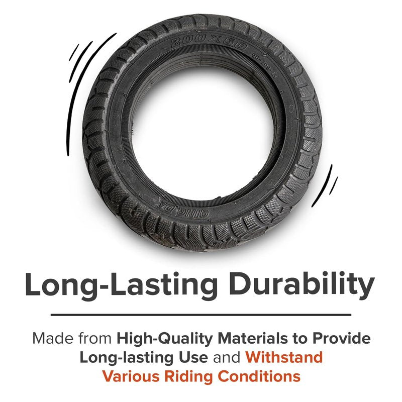 AlveyTech 200x50 with 4.5" Inner Diameter Solid Tire for Ninebot by Segway (ES1, ES1L, ES2, ES4) Self-Balancing Scooter - Replacement Tube-Less Tires for Rims, Hubs, or Wheels with 4-1/2 Inch ID