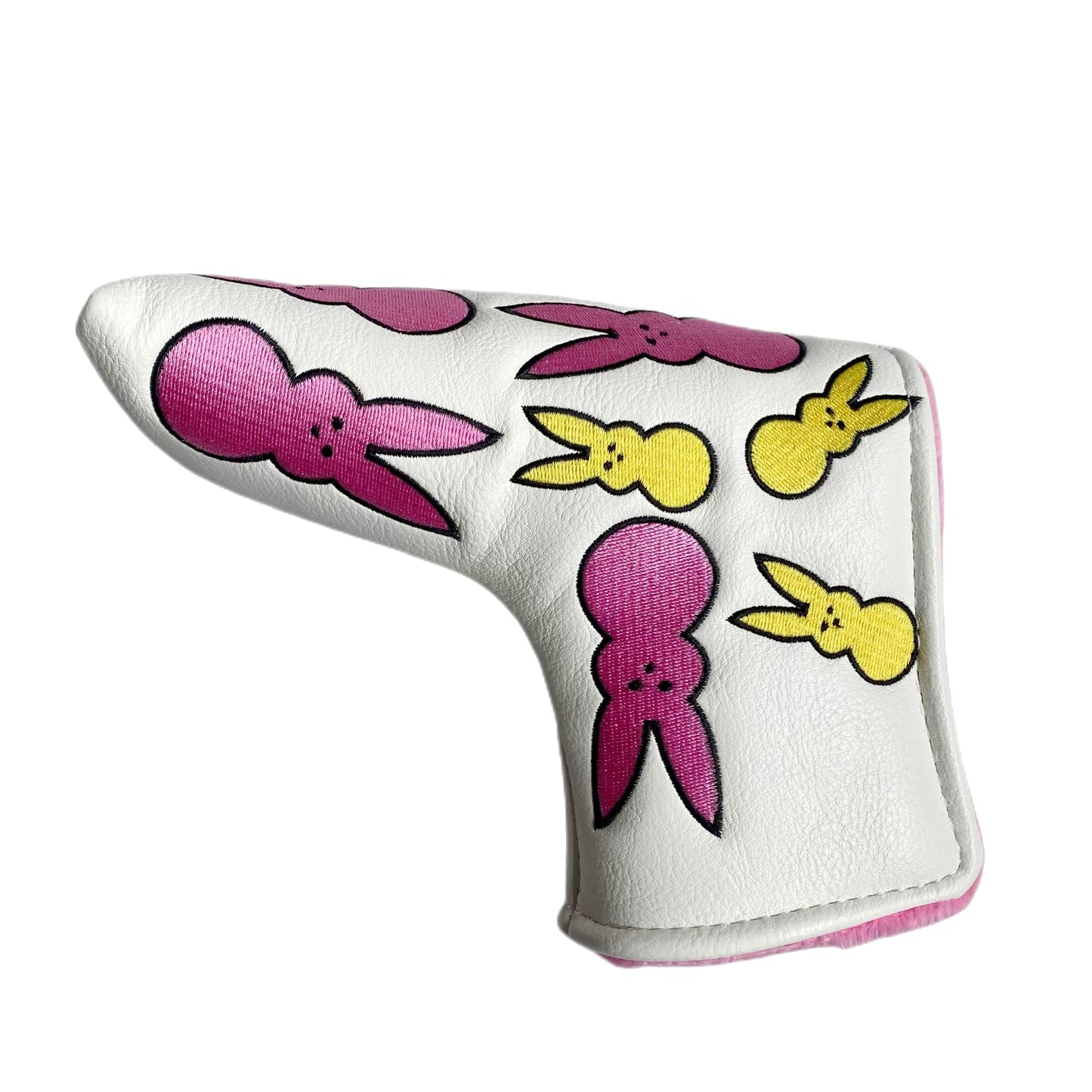 Putter Cover Magnetic Bunny Year Bunny Putter Headcover Golf Putter Head Cover Headcover Magnetic Golf Blade Putter Cover (Pink for Girls, Blue for Boys) (Pink Bunny)