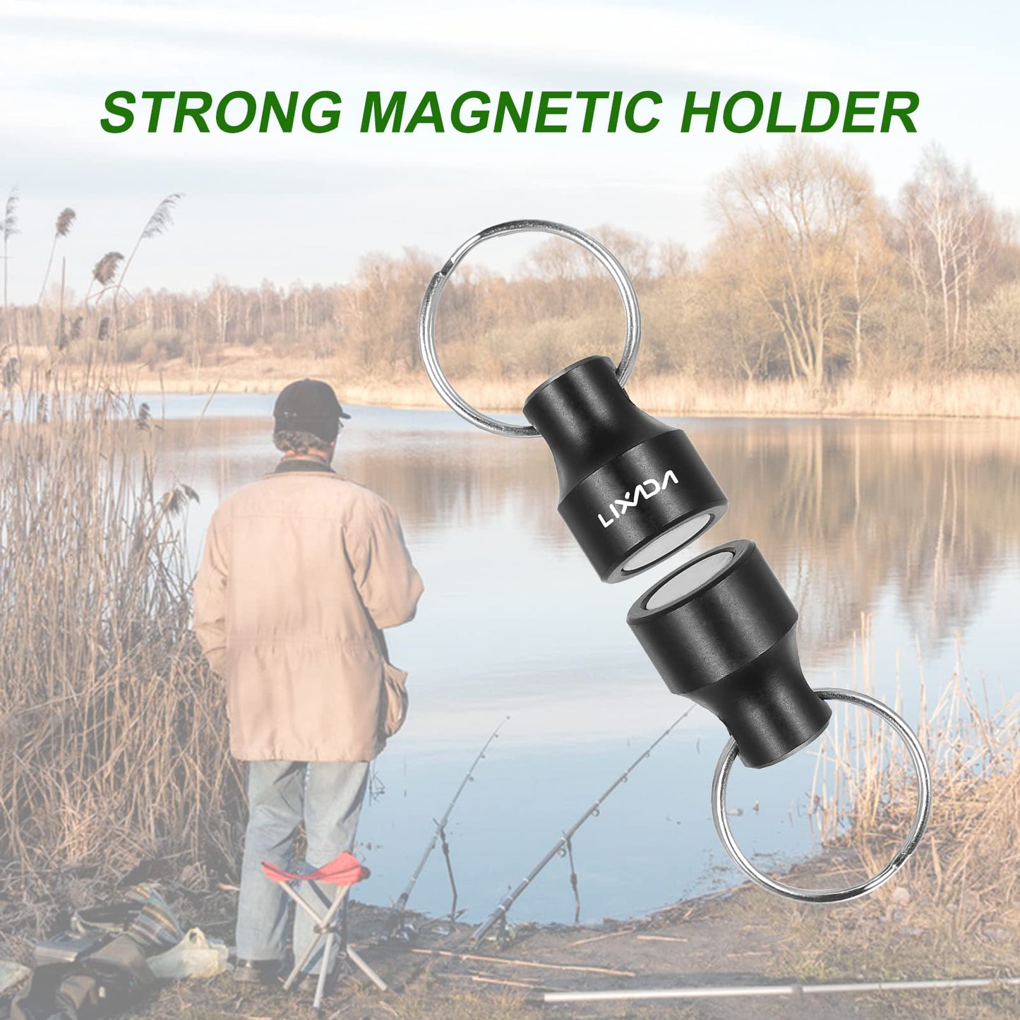 Lixada Magnetic Net Release Holder Fly Fishing Net Retractor Fishing Net Keeper Magnet Clip Landing Net Connector for Fishing Hooks, Lures, Flies, Trout Line