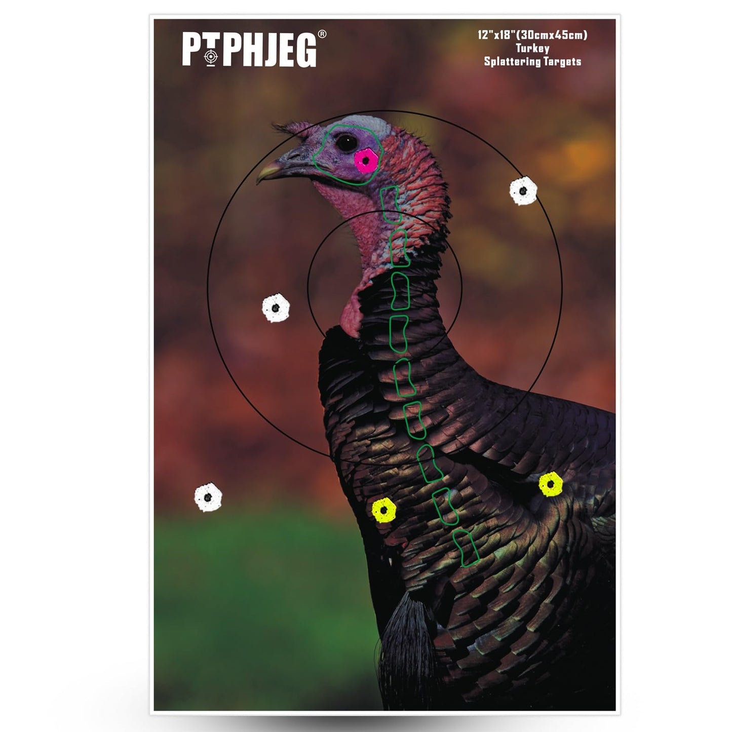 PTPHJEG 12" x 18" Small Game Animal Targets & Reflective Turkey Targets - Photo-Realistic Instant Splatter Shot Targets - for All Guns and calibers - 50 Pack