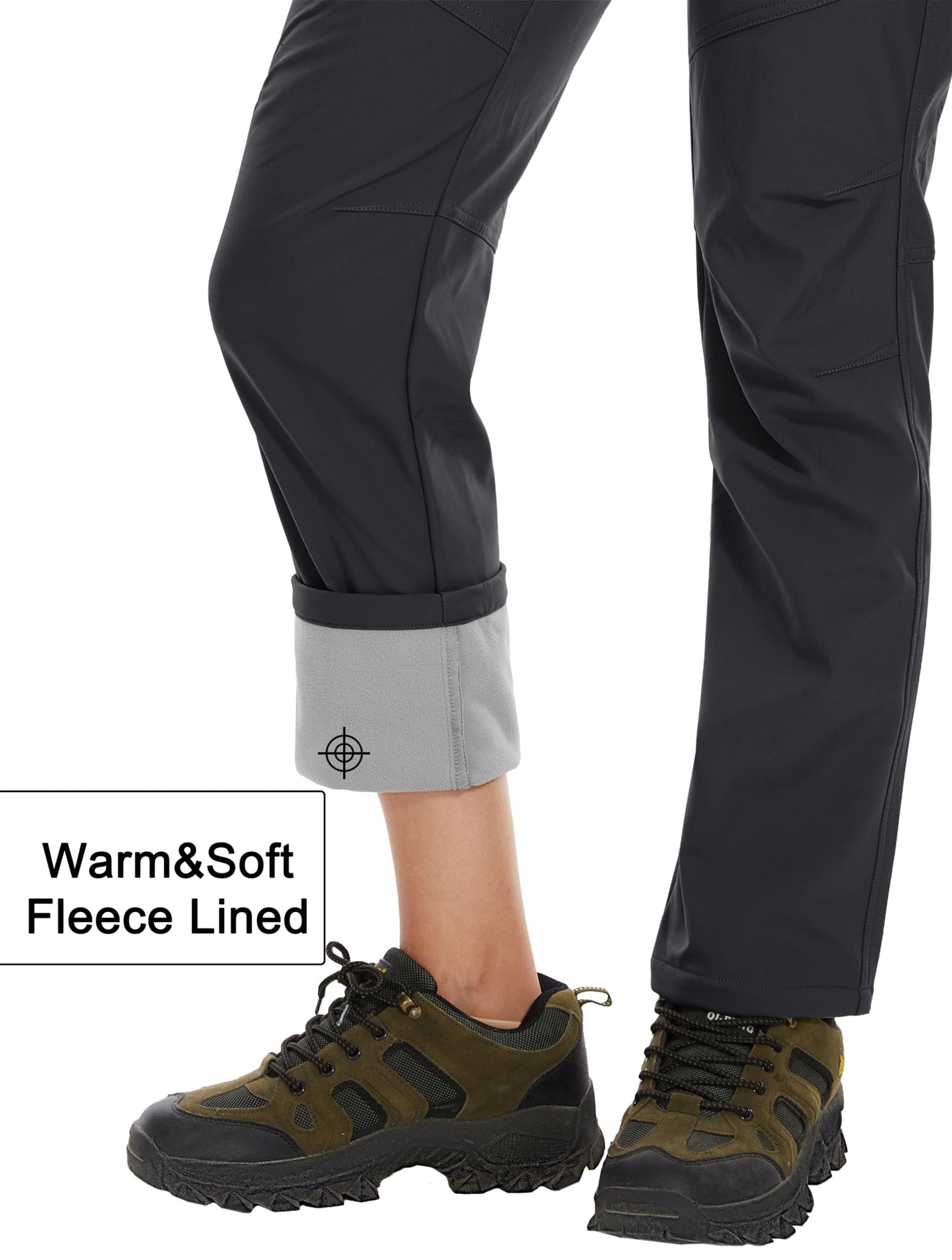 MAGCOMSEN Women's Fleece Lined Waterproof Insulated Winter Pants Outdoor Snow Ski Pants Warm Hiking Softshell Black M