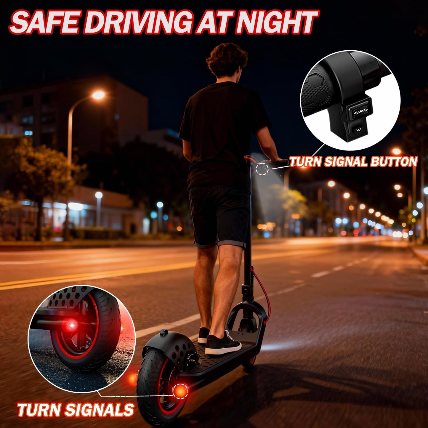 UrbanFish Electric Scooter, 350W/500W, 8.5" Tires, 17~20 Miles Range, 16/19 Mph, Folding E-Scooter with Dual Braking，APP Control (500-7.8AH)