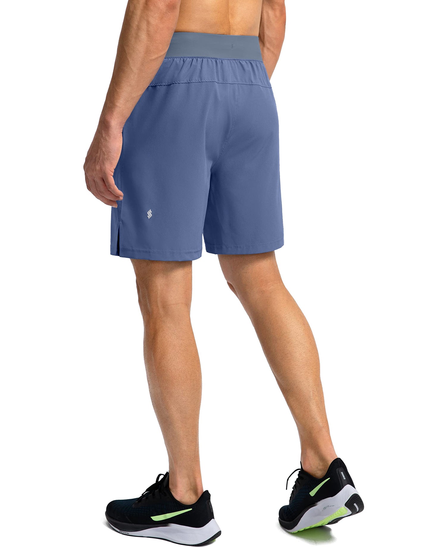 Soothfeel Men's Running Shorts with Zipper Pockets 7 Inch Lightweight Quick Dry Gym Athletic Workout Shorts for Men (Blue, XL)