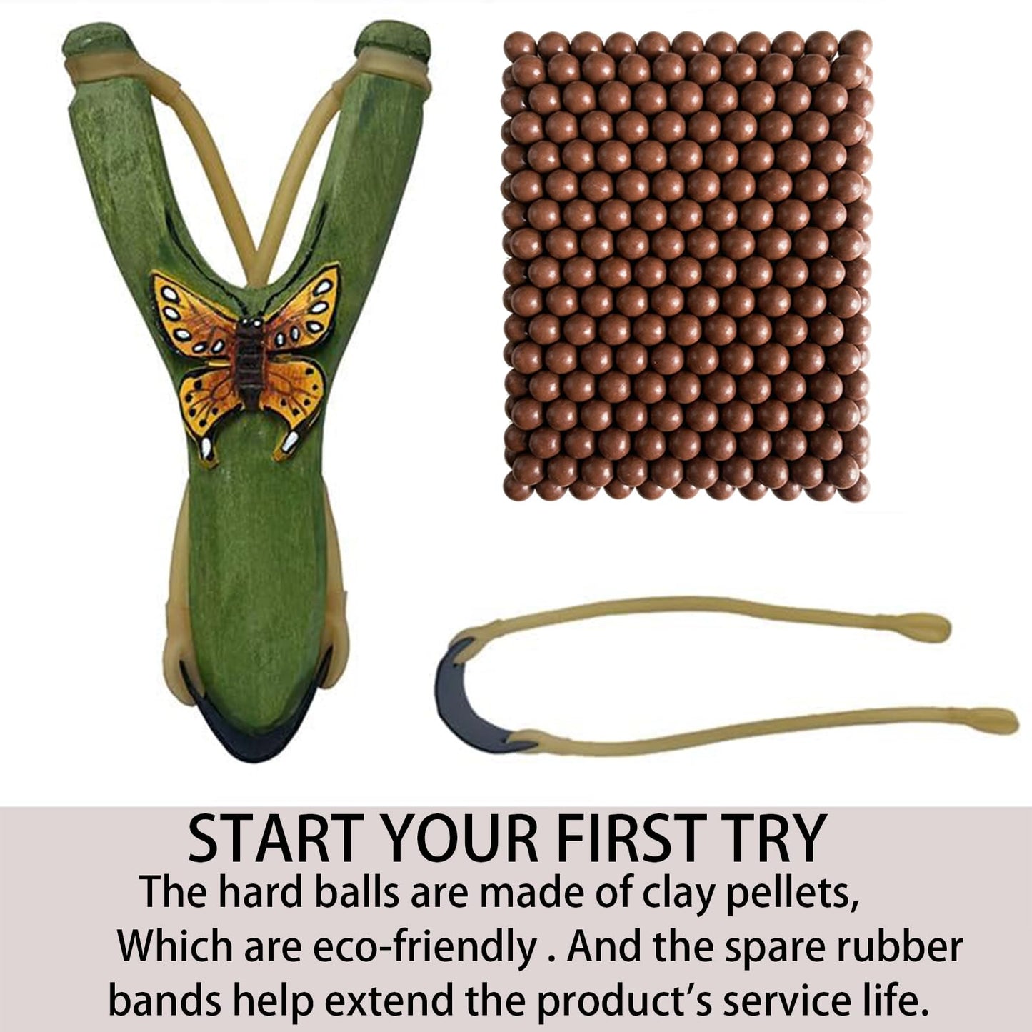 LANJAY Solid Wood Slingshot with Custom Engraving, Includes Clay Balls & Pompoms - Target Shooting & Outdoor Activity Toy for Kids & Adults, Ideal Children's Gift