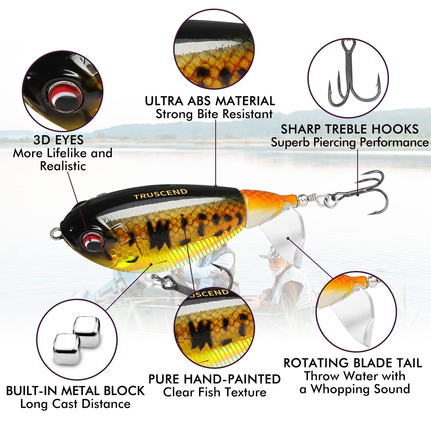 TRUSCEND Suspending Jerkbait Fishing Lures, Precision-Engineered Minnow with Sound, Flash & Irresistible Action, Cast Farther, Glow Brighter and Rattle Louder Jerkbaits for Bass Walleye Pike Catfish