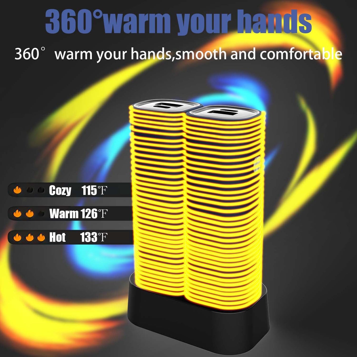 Hand Warmers Rechargeable 2 Pack, 10000 mAh Electric Hand Warmer,360°Surround Heat Magnetic Electric Handwarmer,3 in 1 Reusable Electric Heater & Power Bank with Fast Charging Station