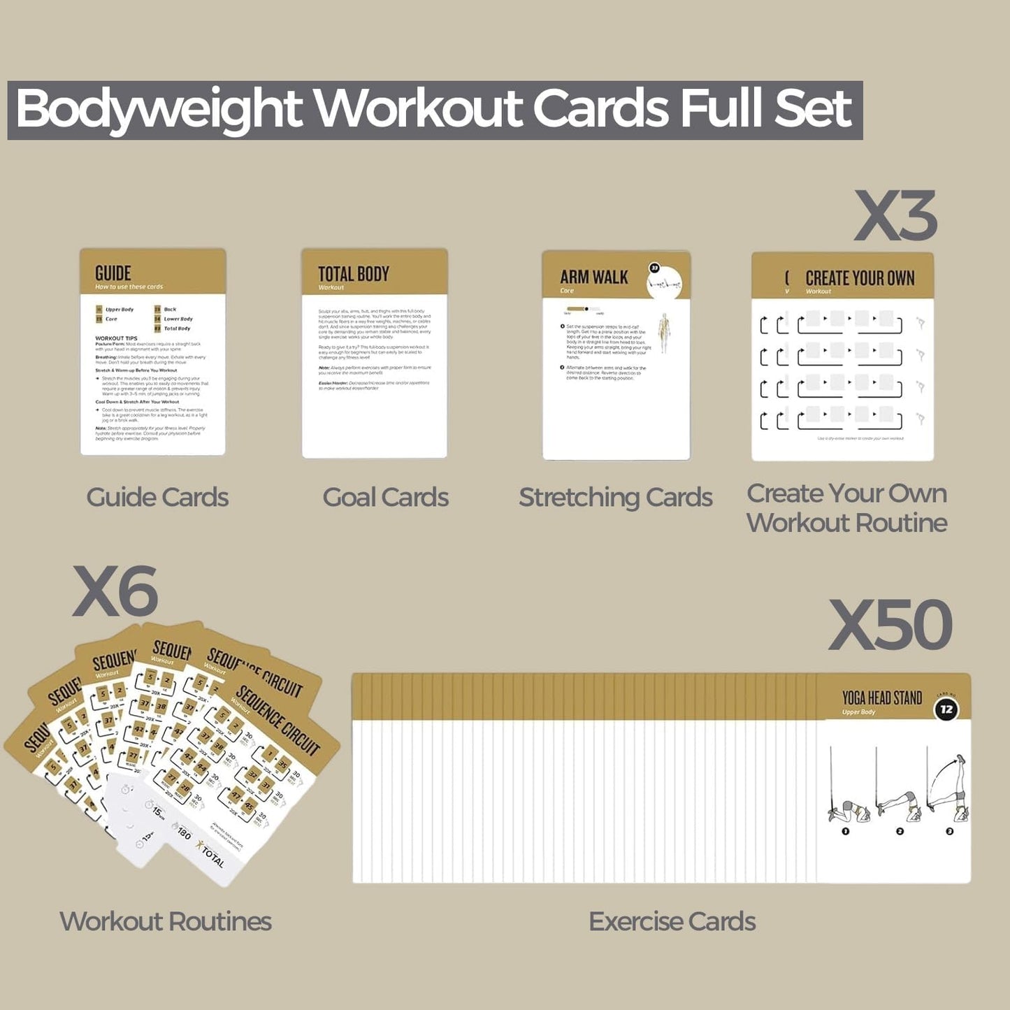 Suspension Training Cards Set - 50-Exercise Fitness Deck for Home & Gym | Customizable Workouts for All Levels