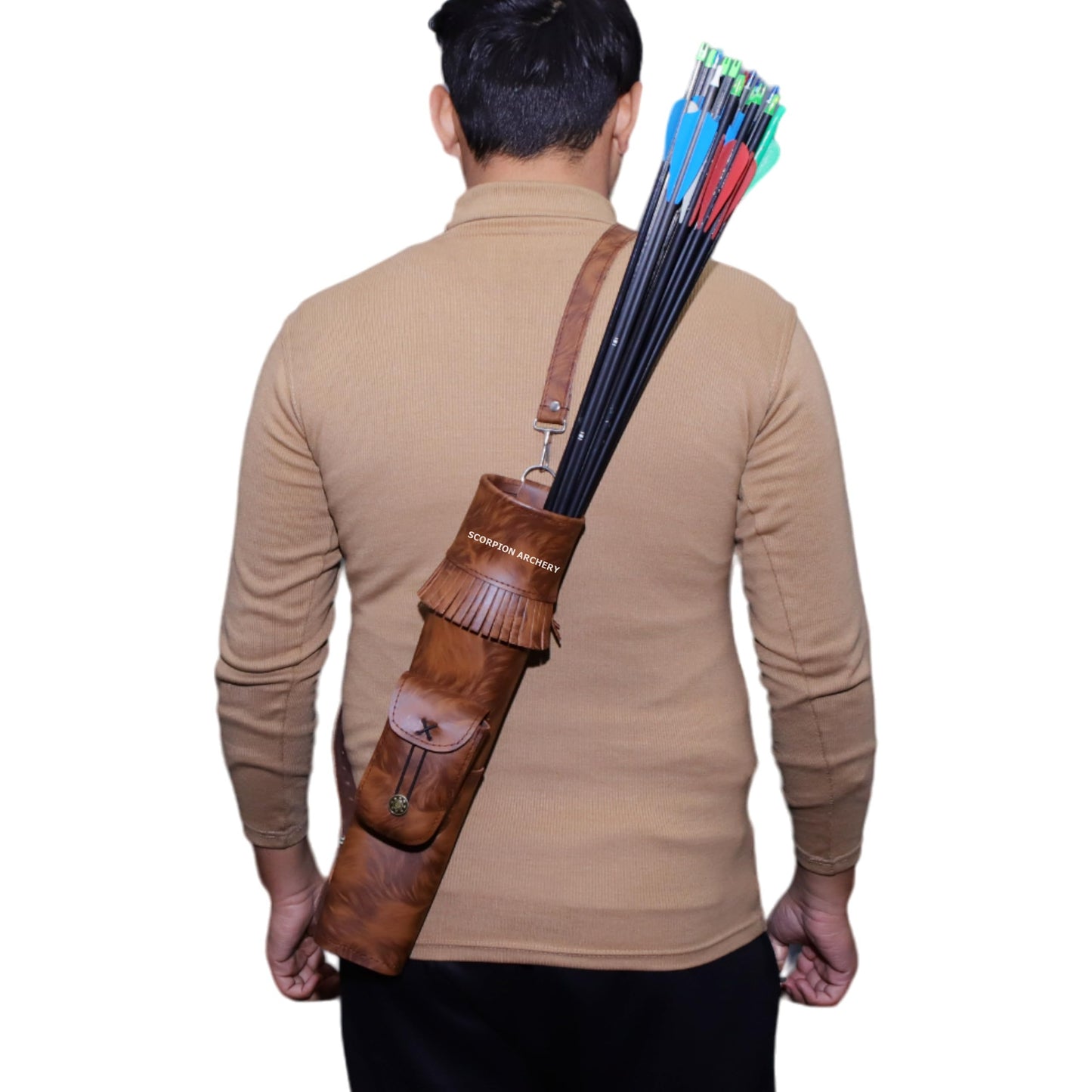 Traditional Leather Archery Quiver - Arrow Holder - Arrow Quiver - Pocket Quiver - Brown Quiver - Sage Quiver - Back Quiver Bow Arrow Holder - Handmade Leather Quiver Gift for him (1325 Tiger)