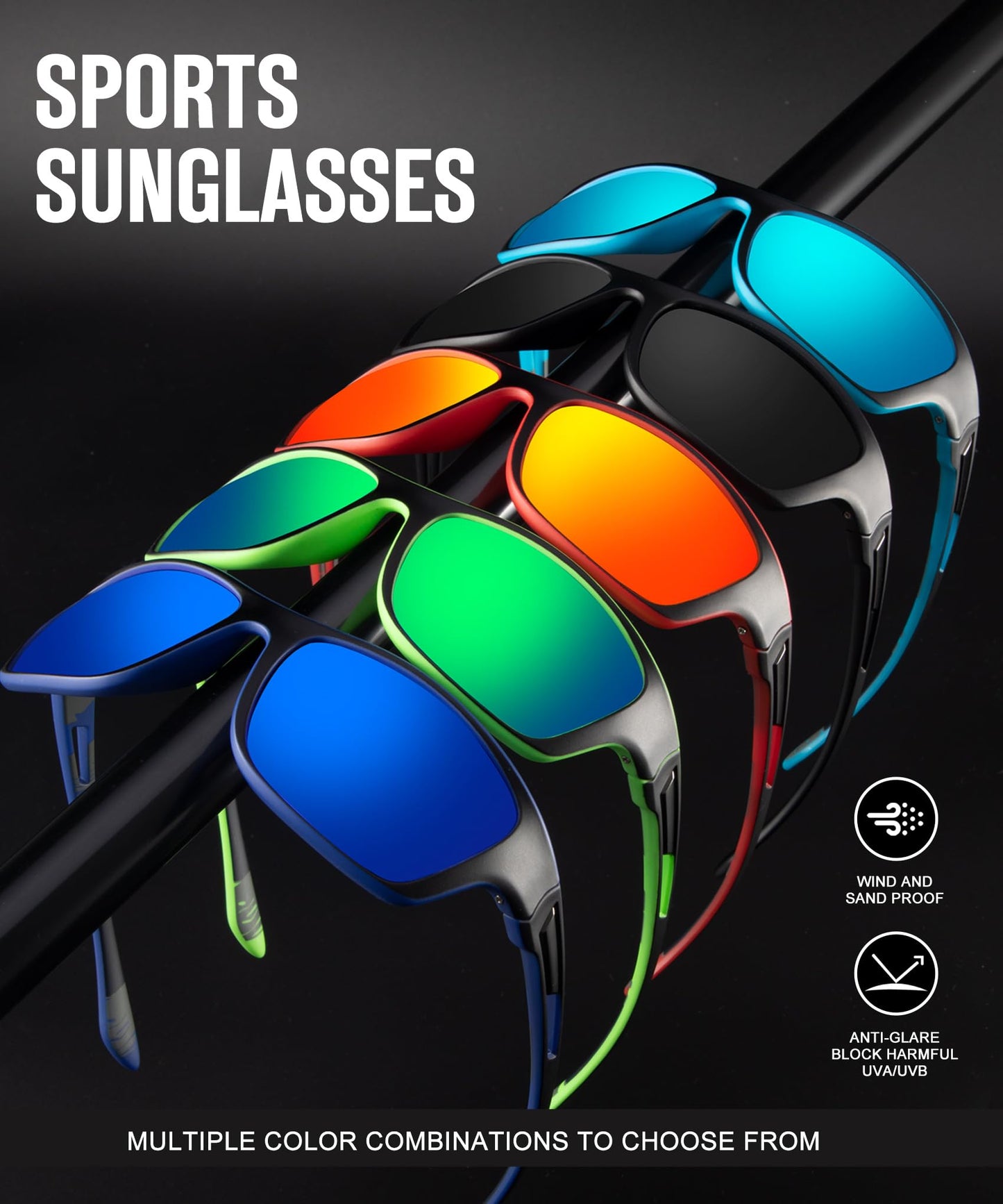 KALIYADI Mens-Sunglasses Polarized Sunglasses Men: Sports Men's Sun glasses with UV400 Protection for Driving Cycling Fishing