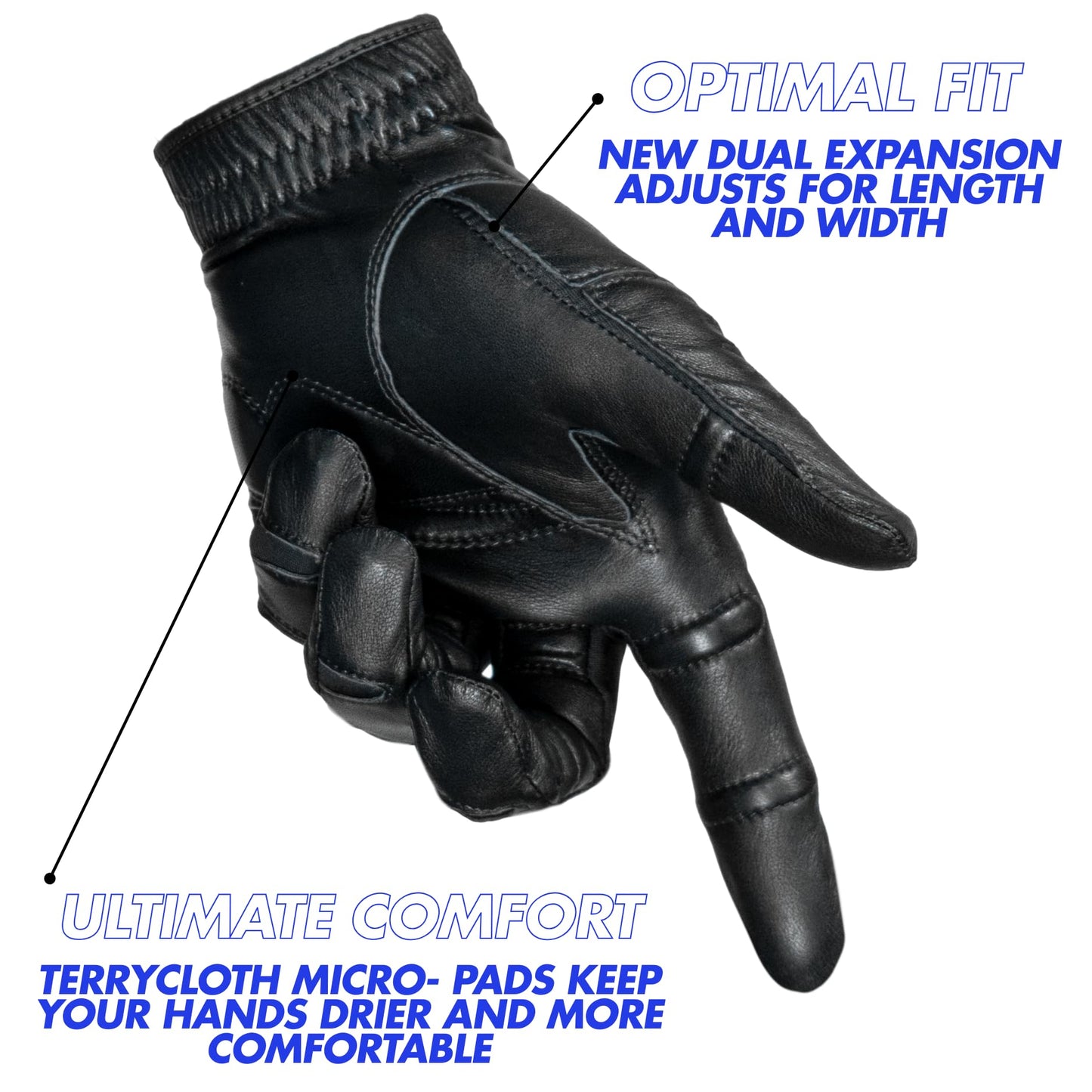 Bionic Men's StableGrip with NaturalFit 2.0 Golf Glove with Dual Expansion Thumb for Best Fit - Premium Cabretta Leather… (Black, X-Large, Right)
