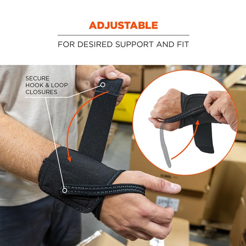 Ergodyne - 70004 ProFlex 4000 Single Strap Wrist Support, Black - Medium, Right Hand