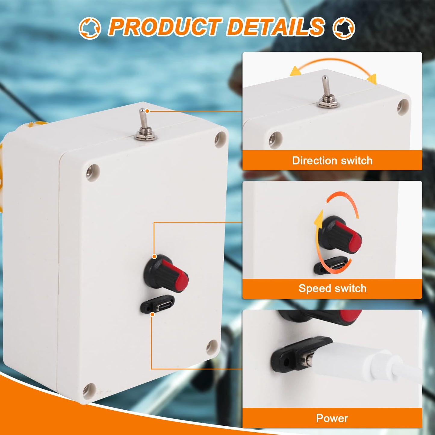 Upgrade Fishing Rod Building Drying System, Type-C Port Professional DIY Fishing Rod Adjustable Forward and Reverse Switch, Electric Winding Machine 0-40RPM