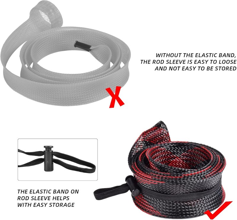 Fishing Rod Sleeve - Braided Mesh Protector for Spinning, Casting, Ice, Fly & Spey Rods | Durable Fishing Tool