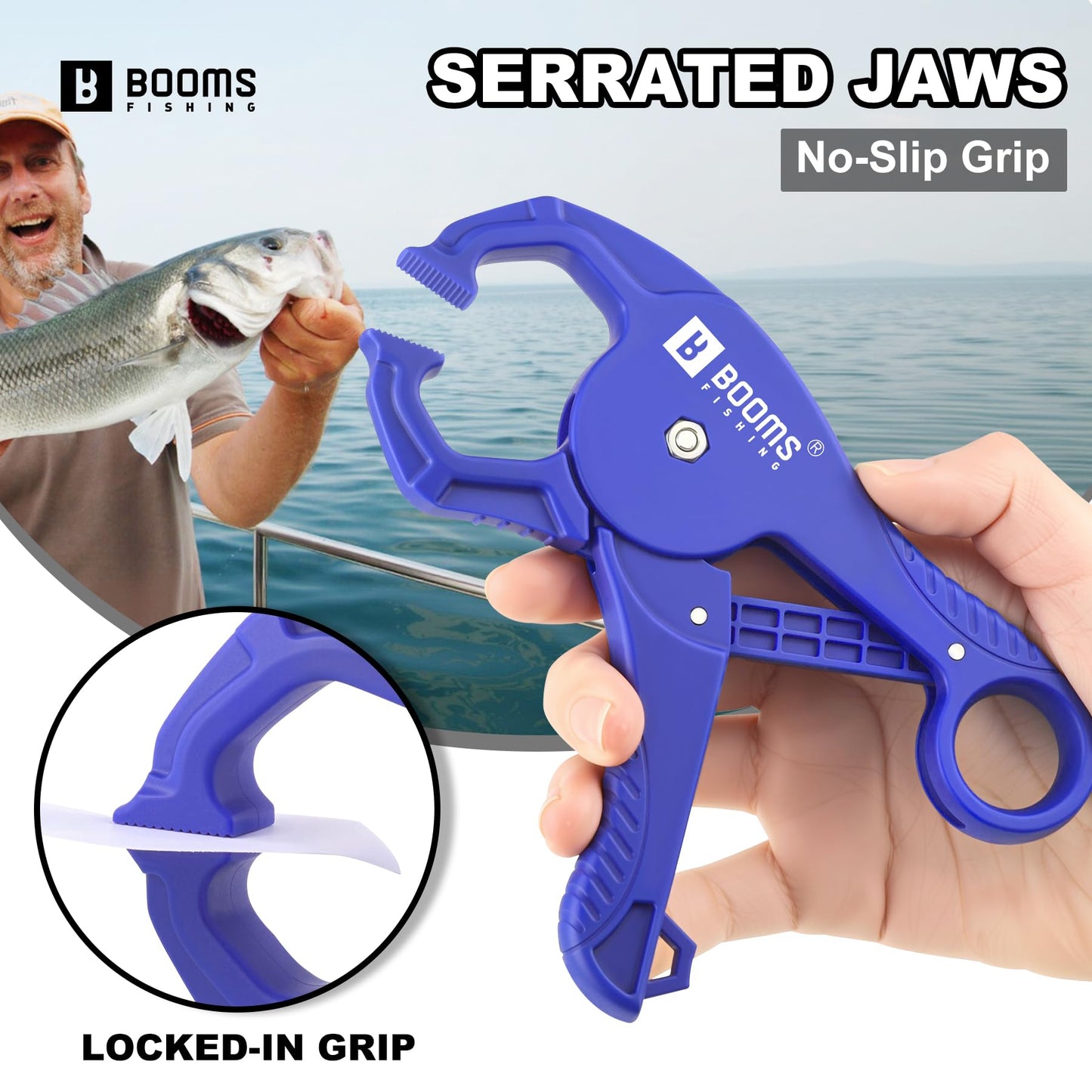 Booms Fishing Scale with Fish Gripper: Digital Fish Scale and Lip Gripper Combo - Fish Weigher with 65lbs/30kg Capacity, USB Charging, LCD Display, Memory Storage - Fishing Tools for Men, XW50
