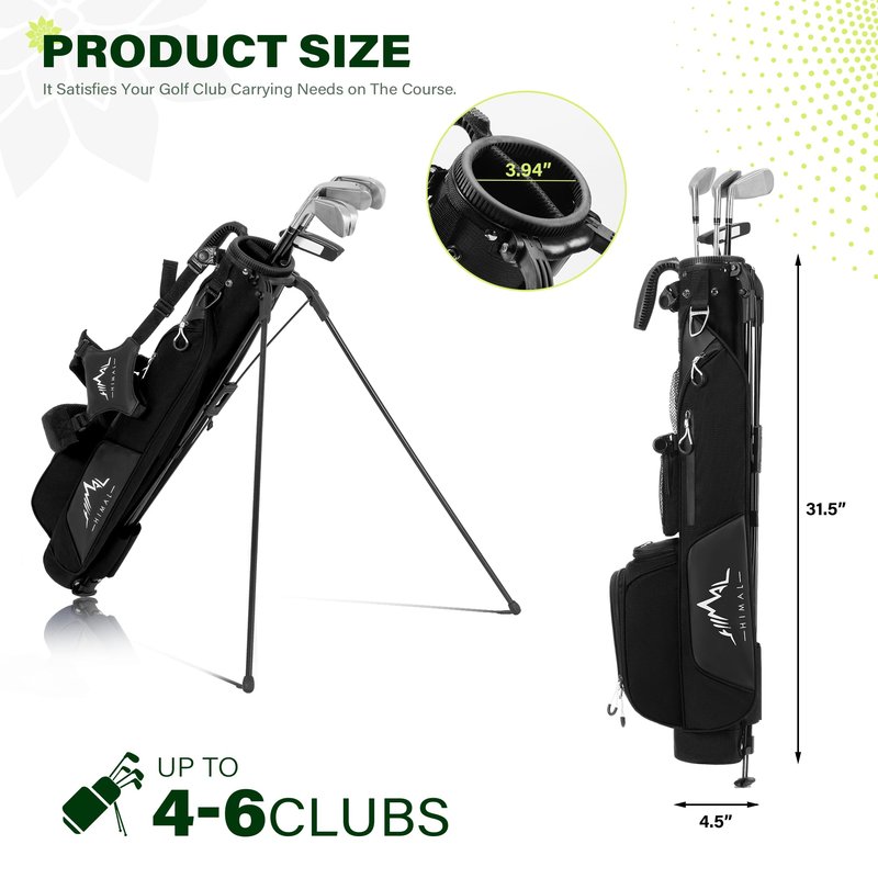UNIHIMAL Par 3 Golf Lightweight Stand Carry Bag PRO with Dual Shoulder Straps –Pitch n Putt Golf Bag Easy to Carry and Durable for The Driving Range and Executive Courses – 31.5 inches Tall (Black)