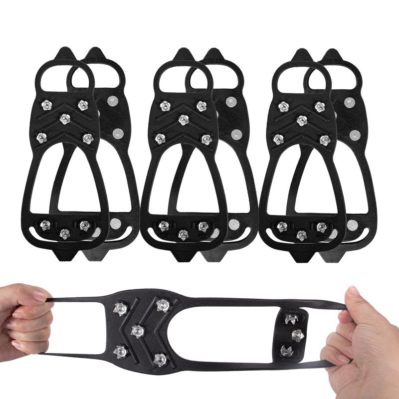 Upgrade Universal Gripper Spikes Non Slip Shoe Grips, Sfee Crampons Ice Cleats for Shoes and Boots, Ice Cleats Snow Traction Grips, Anti-Slip Crampons for Shoes and Boots, Black (M)