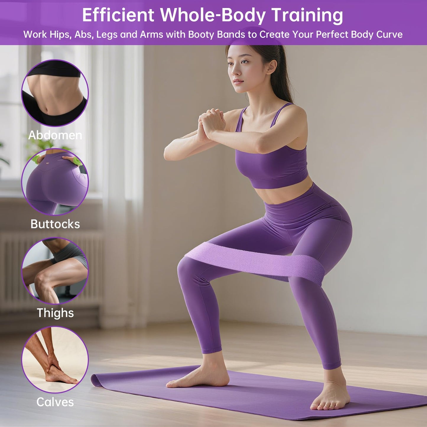 Booty Bands for Glutes Workout - 3 Pack Fabric Resistance Bands for Women & Men, Anti-Slip Hip Bands for Legs, Thigh, Squats, Pilates & Yoga with Portable Bag