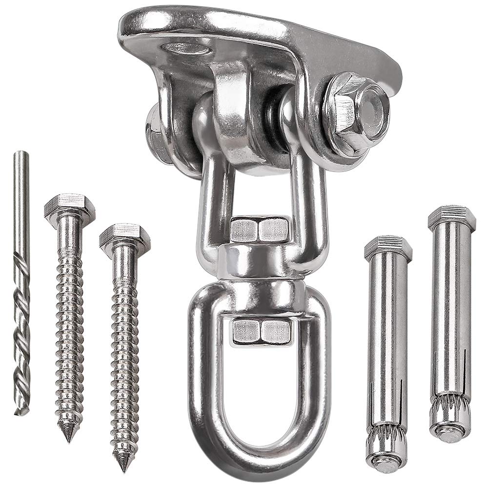 IOH Heavy Duty Swing Hangers Stainless Steel 304, Double Protection Design,【2000 lb Capacity】 360° Rotation, Playground Porch Yoga Seat Trapeze, Hammock Chair, Swing Set Indoor Outdoor
