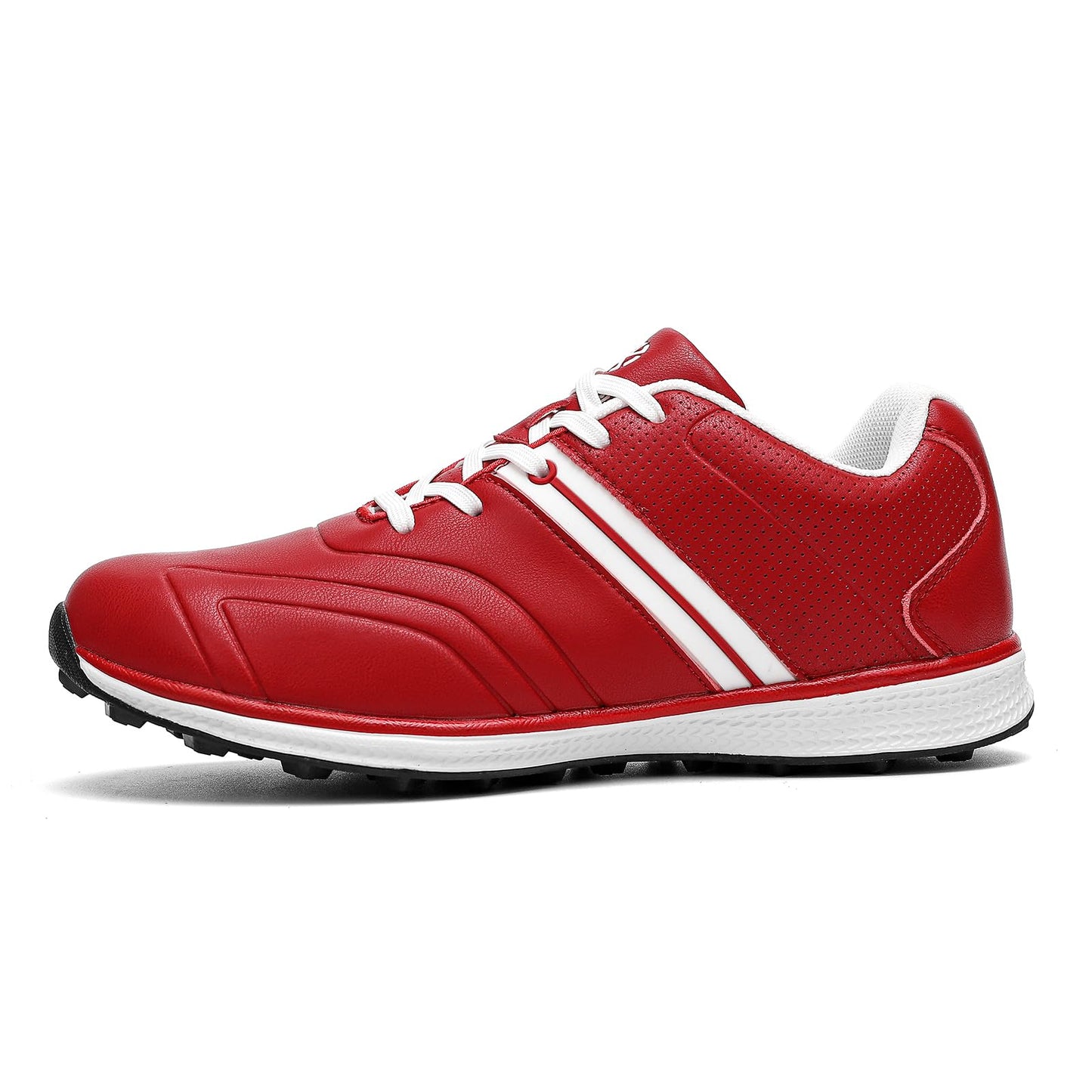 Men's Golf Shoes Professional Spikeless Golfers Training Sneakers Lightweight (Red, 10.5)