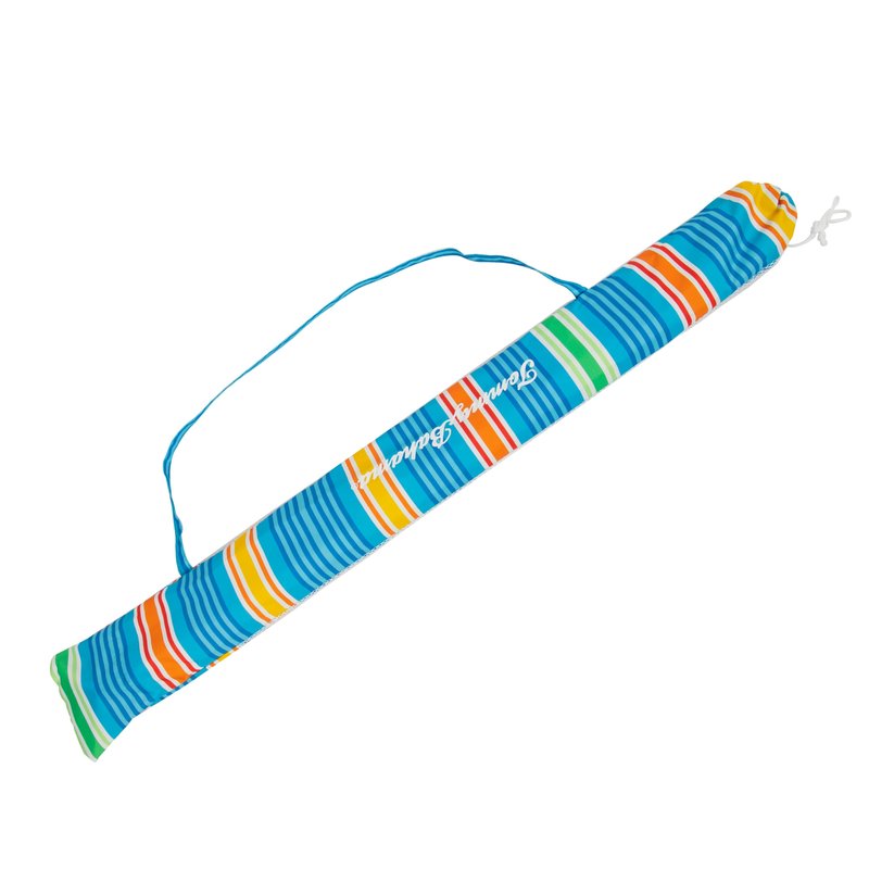 Tommy Bahama 6' UPF 50+ Tilt Beach Umbrella with Integrated Sand Anchor, Wind Vent, and Carry Bag, Multi Stripe