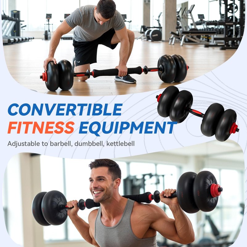 LIFERUN Adjustable Dumbbell Set, Soft PVC Coated, 45lbs/67lbs Free Weight Set Home Gym, 4-in-1 Used As Barbell, Dumbbells, Kettlebell, Weight Plates, Weights Dumbbells Set, Space Saving Fitness Exercise For Men/Women
