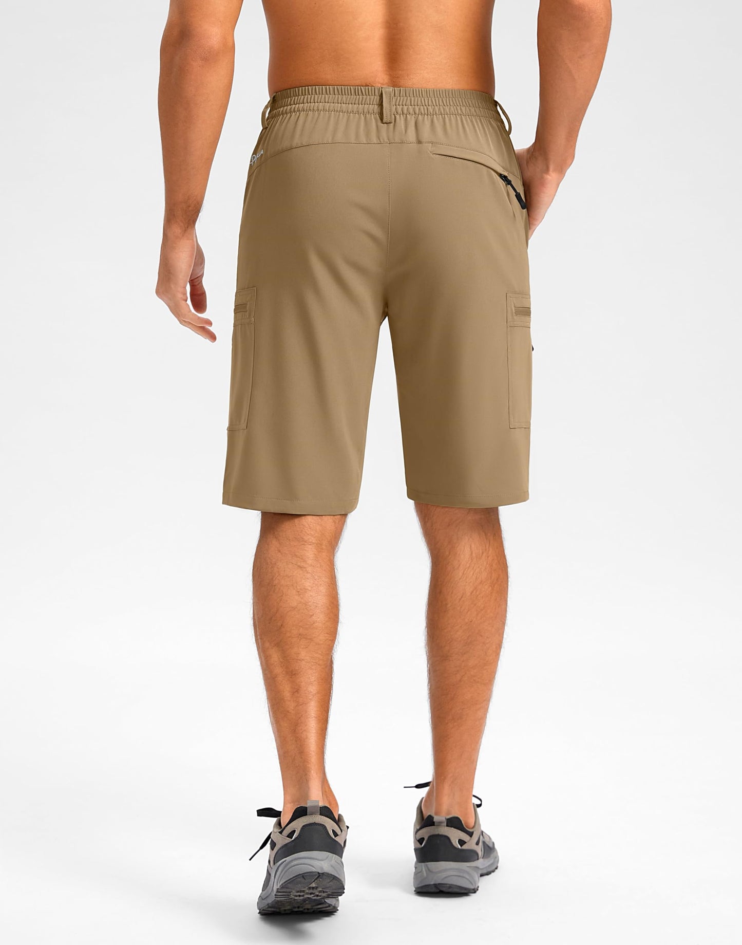 Pudolla Men's Hiking Shorts 11" Lightweight Cargo Work Shorts for Men Summer Travel Golf Casual Outdoor with 5 Pockets(Dark Khaki Large)