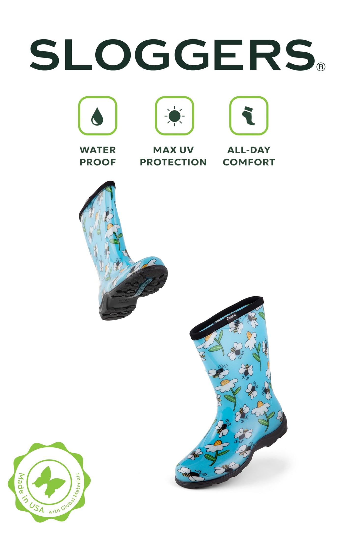 Sloggers Waterproof Garden Rain Boots for Women - Cute Mid-Calf Mud & Muck Boots with Premium Comfort Support Insole, (Chickens Barn Red), (Size 10) - Made in USA with US and Imported Parts