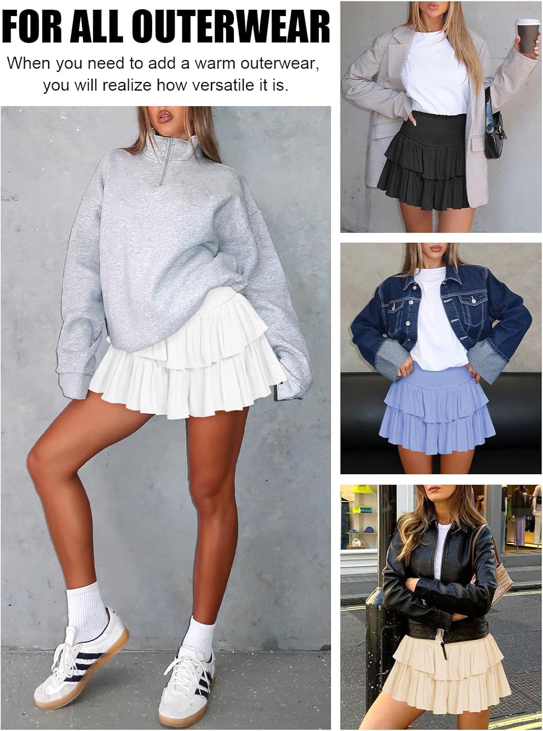 Ruffle Mini Skirt for Women - Casual Boho High Waist Tiered Tennis Skort | Flowy & Lightweight