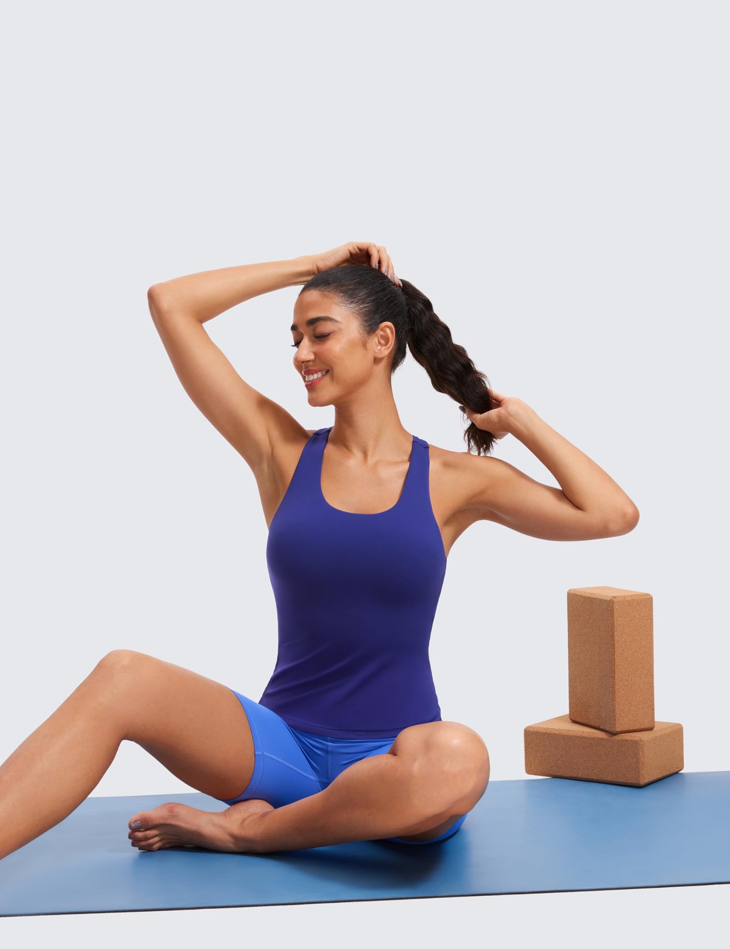 CRZ YOGA Butterluxe Racerback Tank Tops Larkspur Blue Large
