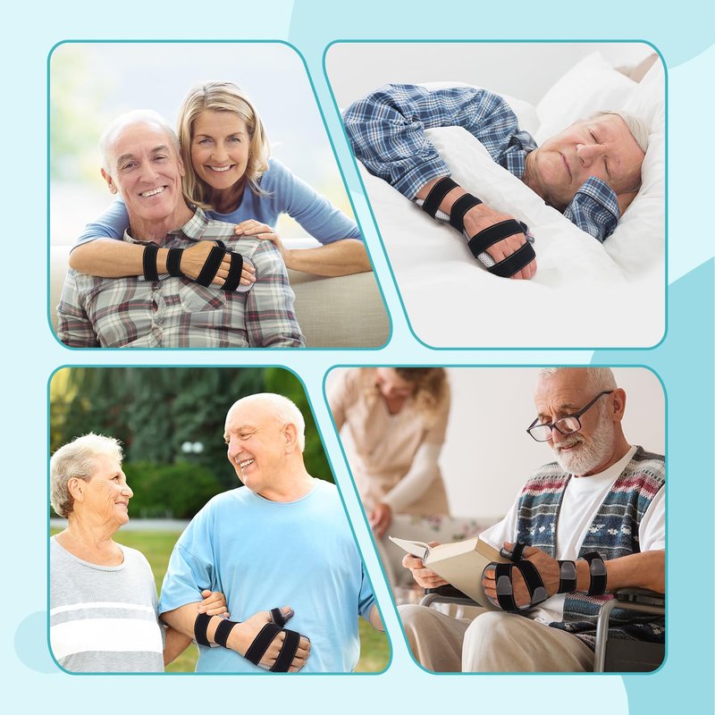 DrFinger Stroke Hand Brace Splint for Straightening Fingers with 5 Fingers Resting Support,Prevent Fingers Curling, Dupuytren's Contractures, Hand Spasms, Fit Right & Left, Men & Women - M