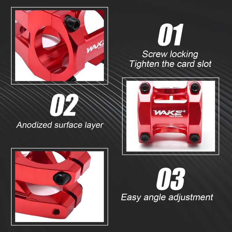 Anxingo Stem 35mm Short Riser Handlebar Aluminum Alloy 31.8 * 28.6mm for MTB Mountain Bike Road Bike Stem Bicycle Stem BMX Stem (Red)