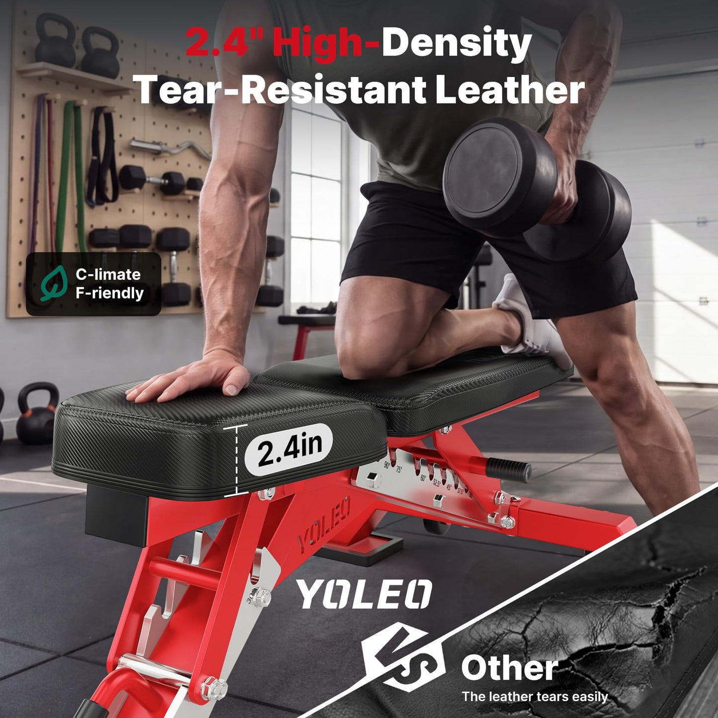 YOLEO Commercial Adjustable Weight Bench, ASTM Certified 2315LB, 8-Gauge Steel Workout Bench, Incline Decline Flat for Gyms