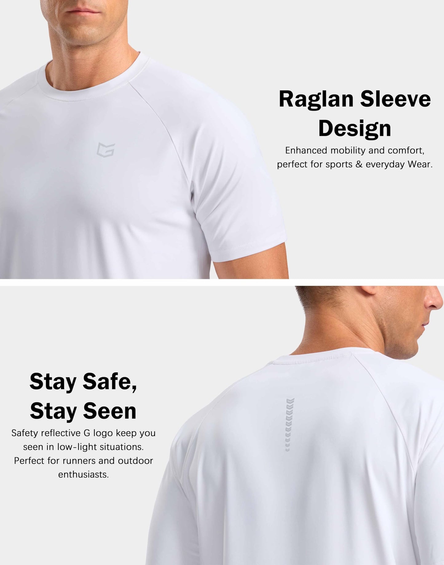 G Gradual Men's Athletic Workout T-Shirts Moisture Wicking Cooling Running Shirts Short Sleeve Performance Tee for Gym Tennis(White,M)