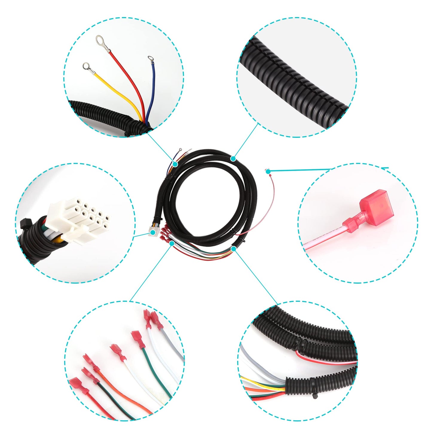 10L0L Golf Cart Control Wiring Harness fit EZGO Electric&Gas TXT PDS Models 36V/48V,OEM 74324-G01,74324-G02