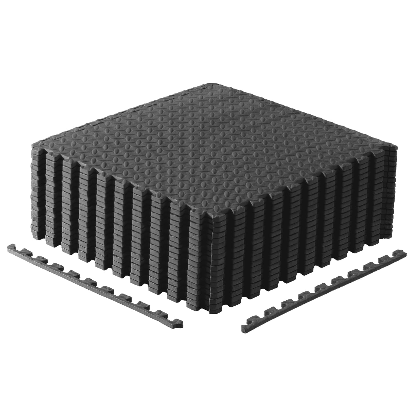 CAP Barbell 1/2-Inch Interlocking EVA Foam Exercise Puzzle Mat Home Gym Flooring - 3 Pack | 24" x 24" x 1/2" | Diamond Pattern - Black