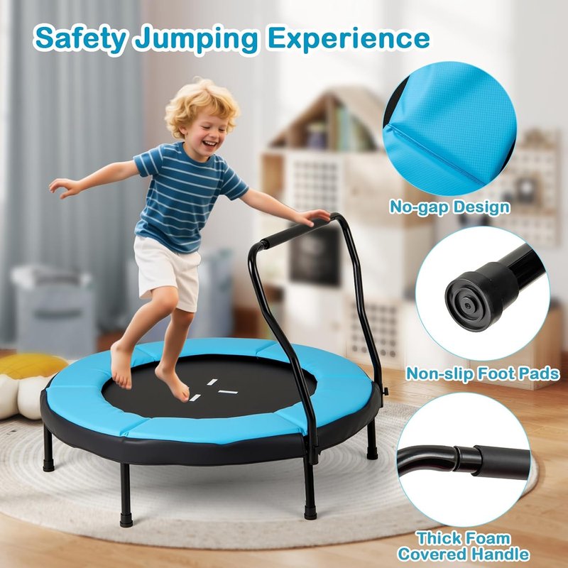 GYMAX Mini Fitness Trampoline - 40" Rebounder with Detachable Handle & Safety Foam Pad | Indoor/Outdoor Exercise for Kids & Adults