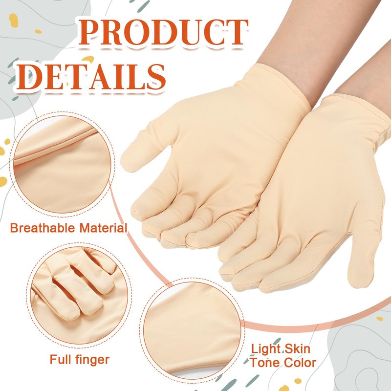 Chicingyou 3 Pairs Elderly Skin Thin Protector Gloves Full Finger Protective Gloves Bruise Abrasion Protective Cover Bruising(Skin,M)