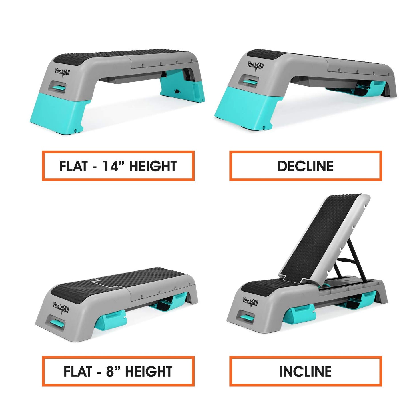 Yes4All Multifunctional Fitness Aerobic Step Platform/Aerobic Deck, Household Step Workout Bench for Home Gym (Blue/Grey)