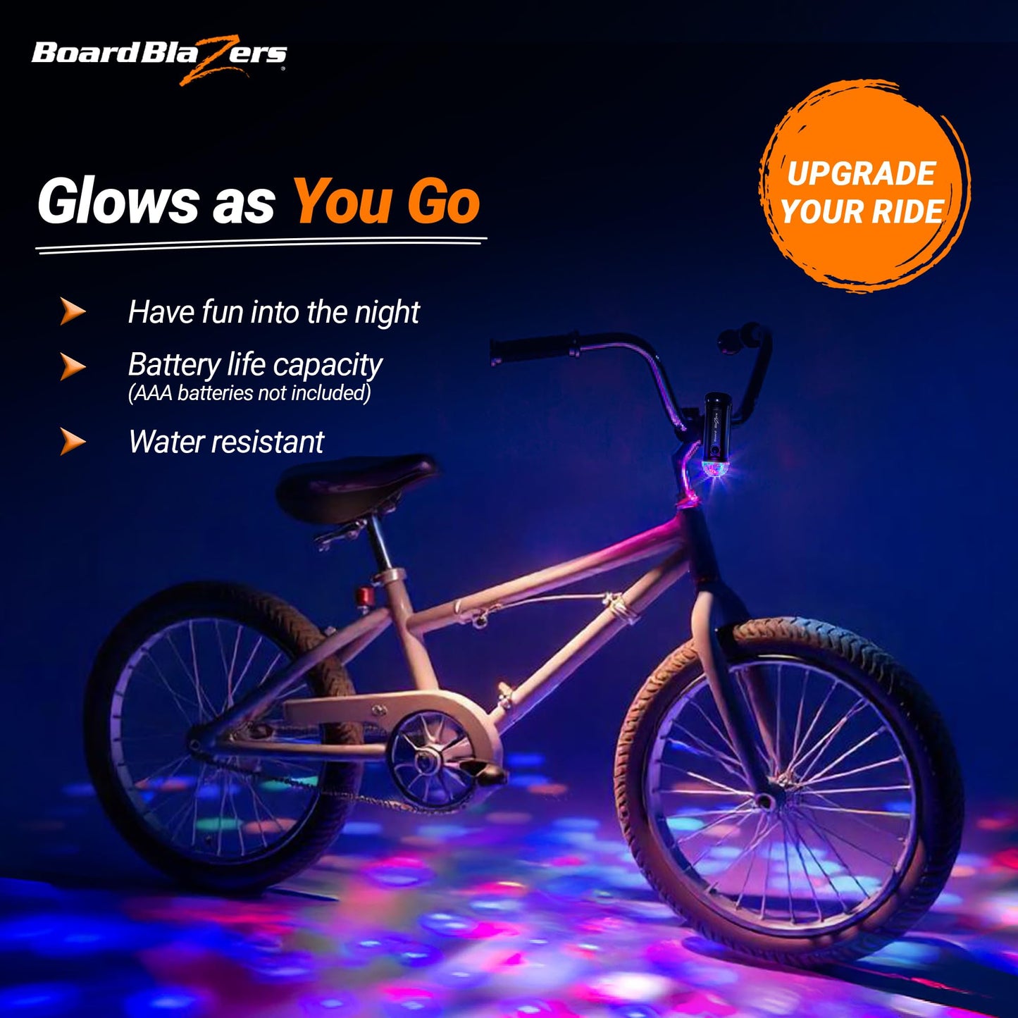 Board Blazers Disco Scooter Lights for Night Riding, Kid Stocking Stuffers, Scooter Accessories for Kids, Bicycle Light for Riding at Night (Black)