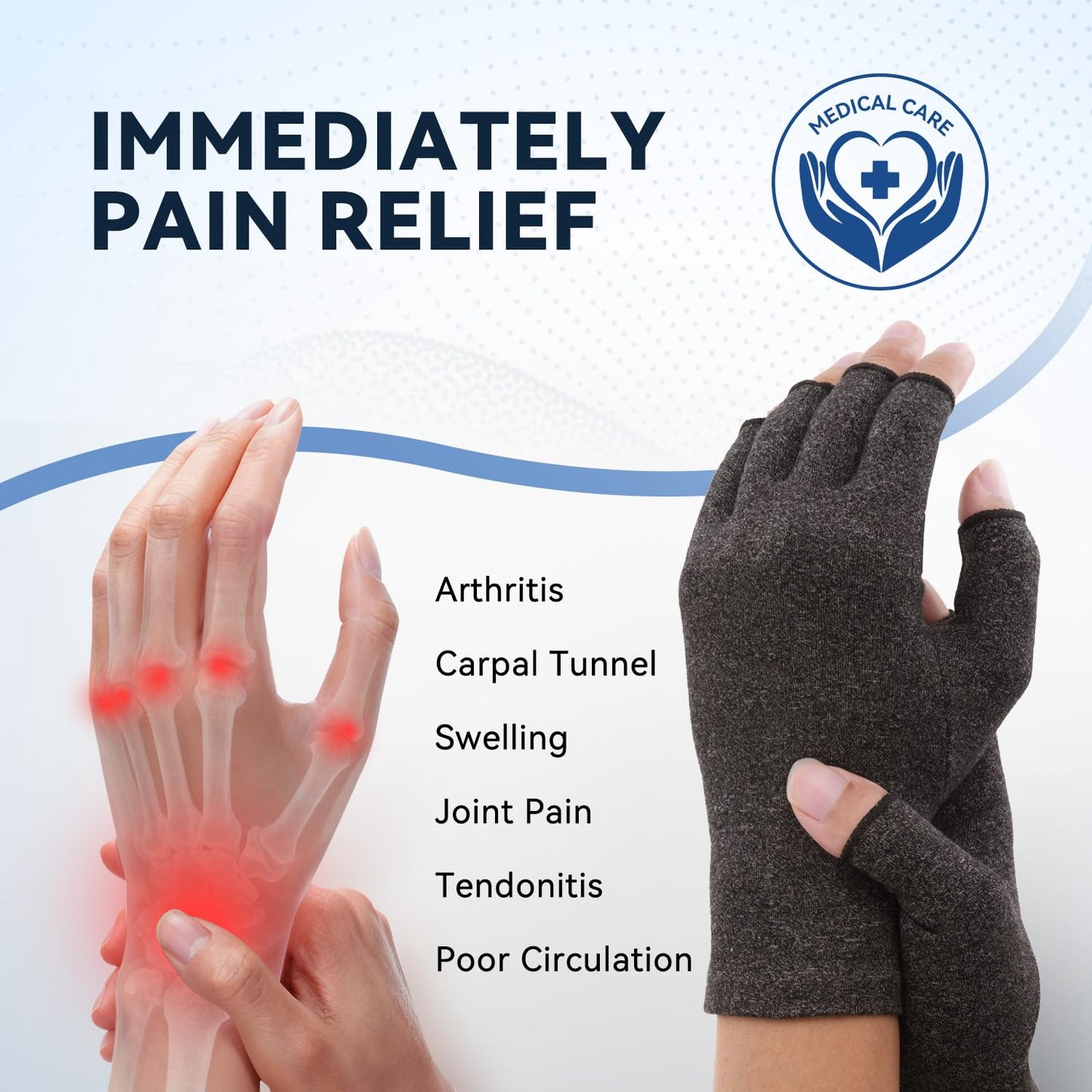 Duerer Arthritis Gloves, Compression Gloves for Women Men, Carpal Tunnel, Rheumatoid, Tendonitis, Fingerless Hand Thumb, Hand Pain, Fingerless Gloves for Computer Typing and Daily Work