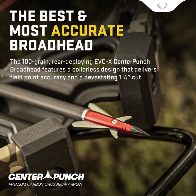TenPoint EVO-X CenterPunch Broadhead, Red - Pack of 3 - 100-Grain, Rear-Deploying Design
